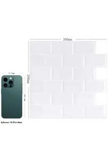 SHEIN Basic living 3D 纹理墙板 DIY 瓷砖厨房浴室后挡板 - 白色瓷砖圣诞节节日礼物赠送、贴纸、墙贴花、乙烯基贴花家居装饰、春季装饰品刷新您的家、Rama 装饰贴纸厨房装饰 - 白色 - 查看 2