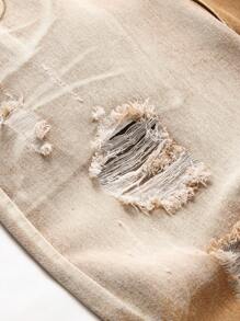 男士破洞抽鬚漂白水洗牛仔褲 - 彩色 - 查看 9