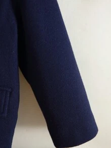 SHEIN Young Boy 1pc Letter Patched Detail Double Breasted Sailor Collar Overcoat - Royal Blue - View 3