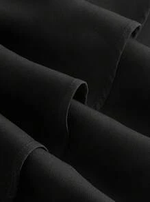 SHEIN MOD 二層下擺素色半身裙 - 黑色 - 查看 3