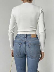 EURMUSE Twist Front Crop Tee - White - View 5