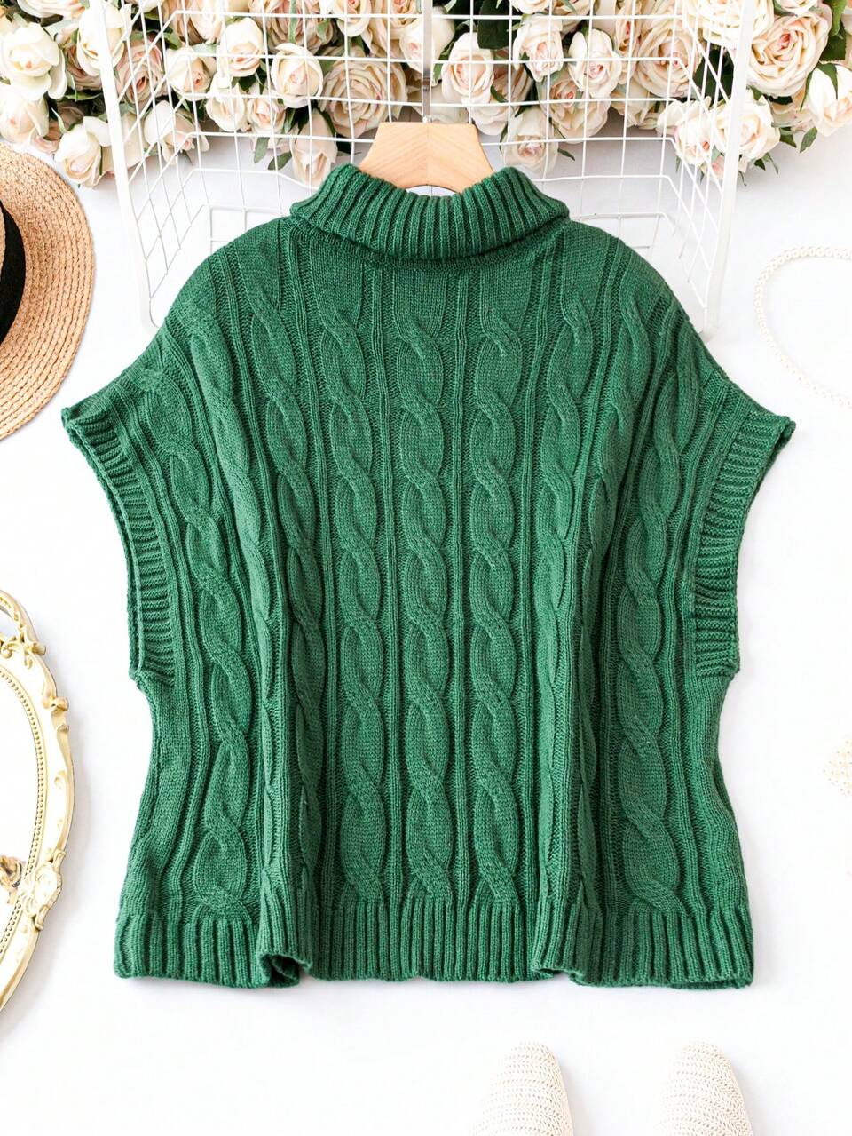 Plus Turtleneck Cable Knit Top