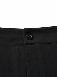 SHEIN Clasi Talla grande Pantalones de traje unicolor pierna amplia - Negro - Ver 3