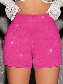 SHEIN SXY Zip Front Shorts - Hot Pink - View 5
