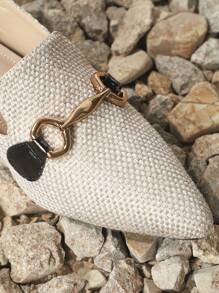 Fall/Winter 2025 Stylish Slingback Mules Women's Shoes With Pointed Toe, Thick Heel And Metal Buckle, Elegant, Women Pumps,Elegant - Apricot - View 4