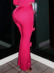 SHEIN SXY High Waist Bow Front Flare Leg Suit Pants