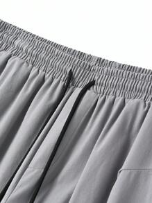 Manfinity Homme Nam Chất rắn Eo dây rút Quần - Xám - Xem 5