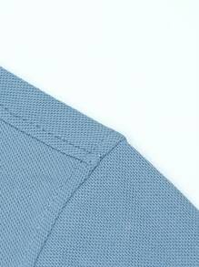 Manfinity Homme 男士拼接邊POLO衫 - 淺藍色 - 查看 3