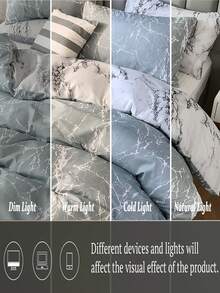 3入組現代美式風格臥室床上用品套裝帶大理石紋樣式&彩色(1被子套&2枕套,棉被)合適的適用於四季 - 彩色 - 查看 5