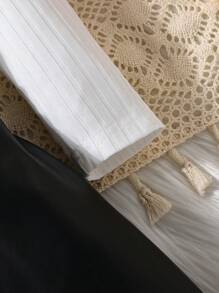 SHEIN Young Girl Solid Tee & Overall Dress - Black and White - View 5