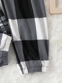 Tween Boy 2pcs Plaid & Letter Graphic Sleep Pants - Multicolor - View 3