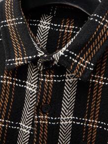 Manfinity Homme Men Plaid Print Pocket Patched Overcoat