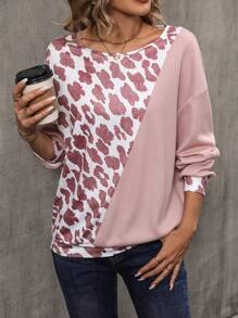 EMERY ROSE Graphic Print Drop Shoulder Sweatshirt - Pink - View 3