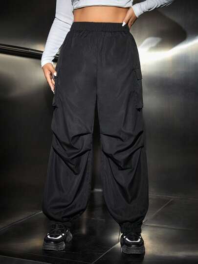 SHEIN Coolane 大碼側翻蓋口袋工裝褲