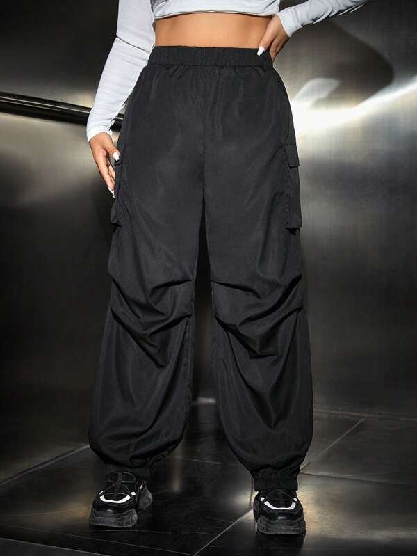 SHEIN Coolane 大碼側翻蓋口袋工裝褲