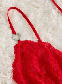 Snug Zone Camisón largo de vestido con estampado de corazón en malla - Rojo - Ver 3