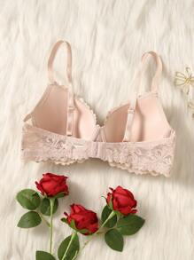 صدرية أنيقة للنساء بلون أحادي مع حمالة سلكية - وردي - مشاهدة 2