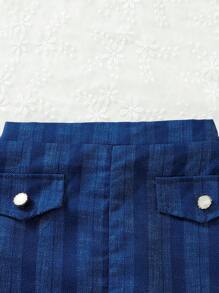Baby Girl Flap Pocket Jacket & Flap Pocket Skirt - Blue - View 4