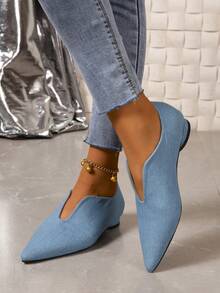 Fashionable And Versatile Flats - Baby Blue - View 5