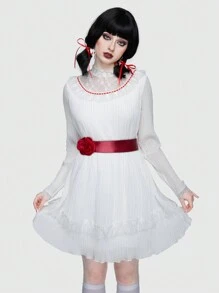 ROMWE Goth 1 chiếc thắt lưng trang trí hoa dành cho nữ - Đỏ - Xem 6