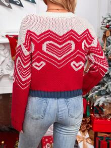 SHEIN Essnce Hình trái tim Thả vai Áo len - Nhiều màu - Xem 2