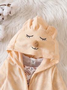 男嬰3件卡通圖案3D耳朵家居服套裝 - 卡其色 - 查看 6