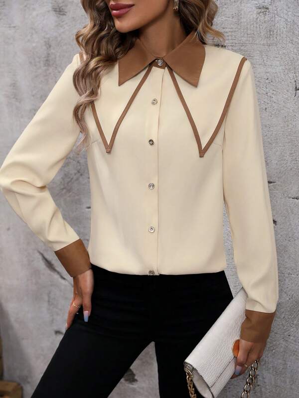 Chiquease Contrast Trim Statement Collar Shirt