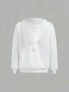 SHEIN 青少年男孩卡通图案落肩卫衣 - 白色 - 查看 2