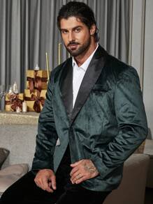 Manfinity AFTRDRK Men Plus Shawl Collar Velvet Blazer