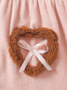 Baby Girl Double Breasted Borg Collar Coat & Hat - Pink - View 7