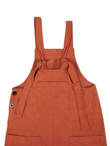 Manfinity Hypemode Men 1pc Patched Pocket Corduroy Overall Jumpsuit - Orange - View 4