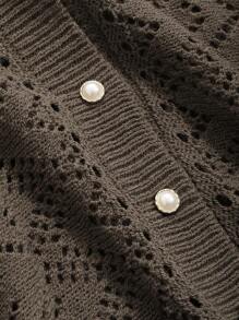 DAZY Pointelle Knit Drop Shoulder Cardigan & Knit Skirt