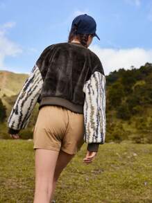 In My Nature Jachetă bomber din flanel cu umăr căzut cu buzunar Tie Dye