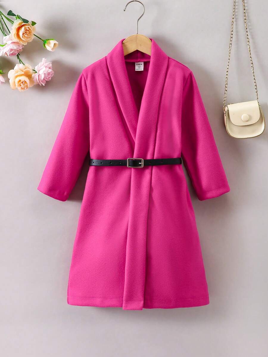 SHEIN Young Girl Shawl Collar Overcoat