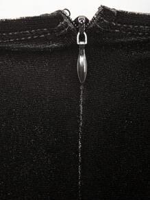 SHEIN SXY Off Shoulder Contrast Sequin Split Hem Velvet Dress