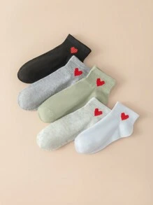 5 đôi tất in hình trái tim - Nhiều màu - Xem 4