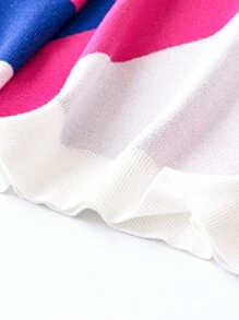 SHEIN LUNE Áo len cổ tròn phối màu dáng rộng, vai rớt, thích hợp cho mùa thu đông. - Nhiều màu - Xem 3