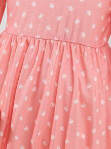 SHEIN Young Girl Polka Dot Print Contrast Collar Dress - Pink - View 5