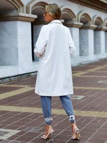 SHEIN Cottnline Lapel Neck Single Breasted Overcoat - Beige - View 2