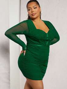 SHEIN Unity Plus Ruched Bustier Bodycon Dress