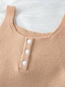 男嬰半排扣套頭毛衣連身背心&帽 - 杏色 - 查看 3