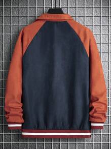 Manfinity Homme Men Letter Embroidery Colorblock Raglan Sleeve Jacket - Multicolor - View 2