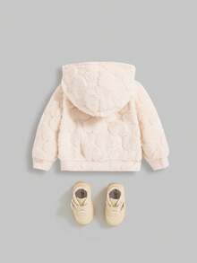 SHEIN Đứa bé trai Dây kéo Áo trùm đầu - Màu be - Xem 2