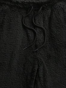 GENTILAND 男士2入組字母貼布腰部抽繩絨毛長褲 - 彩色 - 查看 6