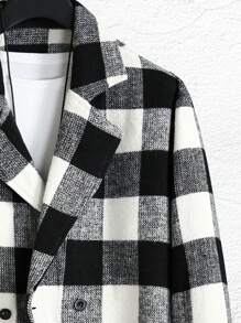 Manfinity Homme Men's Loose Fit Double-Breasted Buffalo Plaid Overcoat - Multicolor - View 4