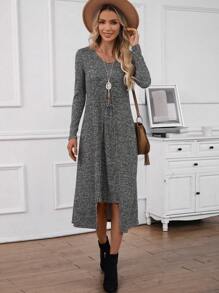 EMERY ROSE 雜色針織不對稱下擺洋裝 - 深灰色 - 查看 5