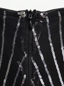 Hauture Split Thigh Sequin Pattern Dress Suitable For Parties, Birthdays And Gatherings - Black - View 4
