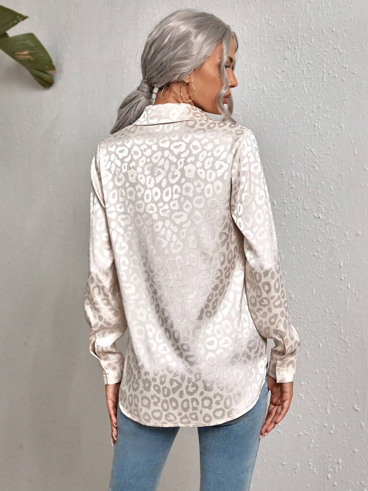 Leopard Jacquard Satin Shirt,Long Sleeve Topssummer Tops, Elegant Blouse, Casual Blouse, Social Blouse, Fringe Blouse, Polka Dot Top, White Top, Black Topsummer Outfits, Spring Outfit, Beach Outfit, Festival Outfits, Vacation Outfits, Office Outfits, Country Outfit