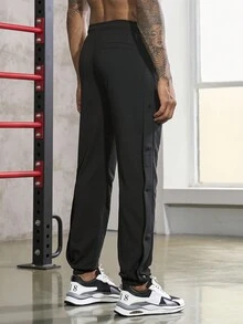 Gym Rark Men's Drawstring Sports Pants Featuring Letter Print Sweat Pants - Black - View 2