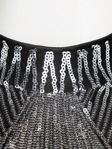 Hauture Split Thigh Sequin Pattern Dress Suitable For Parties, Birthdays And Gatherings - Black - View 7